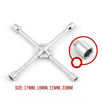14" Wheel Brace Spanner 4-way Cross Wrench Car Tyre Nut 17 19 21 23mm Socket Kings Warehouse 