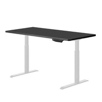 140cm Standing Desk Height Adjustable Sit Stand Motorised White Single Motor Frame Black Top