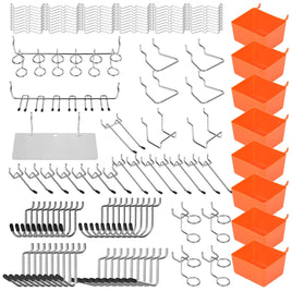 142Pc Pegboard Hooks Set Peg board Hanger Assortment Storage Trays Organizer Bin Kings Warehouse 