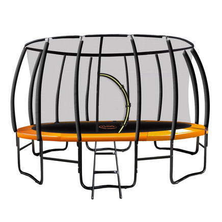 14ft Trampoline Free Ladder Spring Mat Net Safety Pad Cover Round Enclosure - Orange Kings Warehouse 