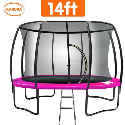 14ft Trampoline Free Ladder Spring Mat Net Safety Pad Cover Round Enclosure - Pink Kings Warehouse 