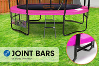 14ft Trampoline Free Ladder Spring Mat Net Safety Pad Cover Round Enclosure - Pink Kings Warehouse 