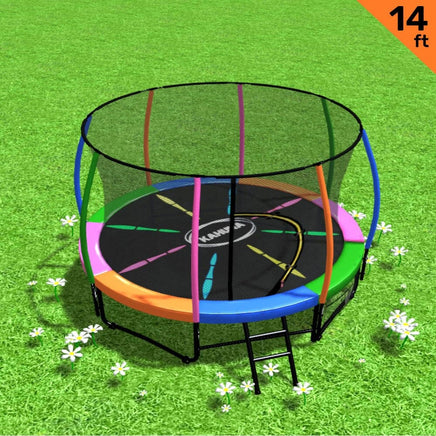 14ft Trampoline Free Ladder Spring Mat Net Safety Pad Cover Round Enclosure - Rainbow Kings Warehouse 