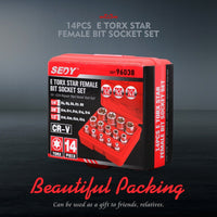 14Pc E Torx Socket Set Female Start Bit External Hex Torque E4-E24 With Case Kings Warehouse 