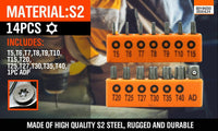 14Pc Torx Key Bit Set Tamper Proof Star Wrench Bits T5-T40 Socket Adapter S2 New Kings Warehouse 