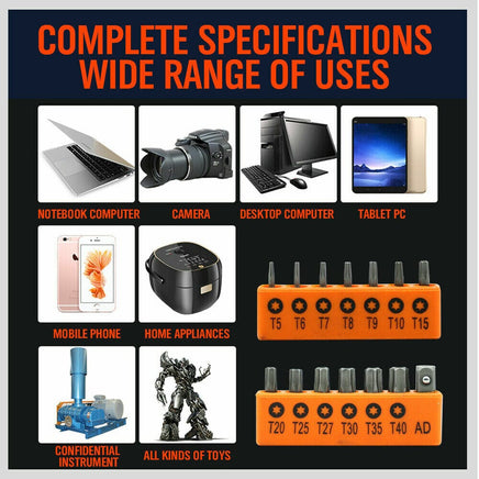 14Pc Torx Key Bit Set Tamper Proof Star Wrench Bits T5-T40 Socket Adapter S2 New Kings Warehouse 