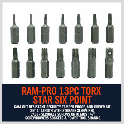 14Pc Torx Key Bit Set Tamper Proof Star Wrench Bits T5-T40 Socket Adapter S2 New Kings Warehouse 
