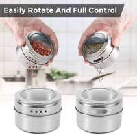 15 pcs Magnetic Spice Jars Containers Spice Tins Wall Mounted Stainless Steel Base New Kings Warehouse 