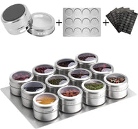 15 pcs Magnetic Spice Jars Containers Spice Tins Wall Mounted Stainless Steel Base New Kings Warehouse 