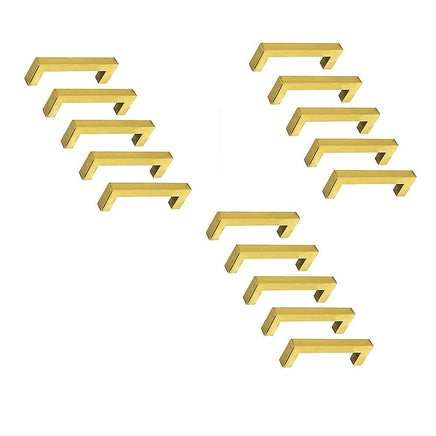 15x Brushed Brass Drawer Pulls Kitchen Cabinet Handles - Gold Finish 96mm Kings Warehouse 