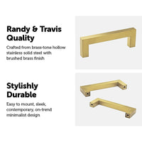15x Brushed Brass Drawer Pulls Kitchen Cabinet Handles - Gold Finish 96mm Kings Warehouse 