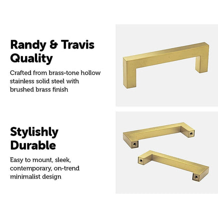 15x Brushed Brass Drawer Pulls Kitchen Cabinet Handles - Gold Finish 96mm Kings Warehouse 