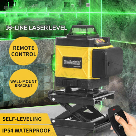 16 Line Laser Level 4D Green Light Auto Self Leveling 360 degree Rotary Cross Kings Warehouse 