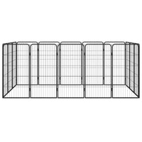 16-Panel Dog Playpen Black 50x100 cm Powder-coated Steel Kings Warehouse 