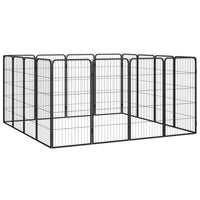 16-Panel Dog Playpen Black 50x100 cm Powder-coated Steel Kings Warehouse 