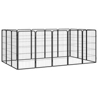 16-Panel Dog Playpen Black 50x100 cm Powder-coated Steel Kings Warehouse 