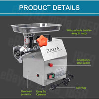 1.63HP Commercial Meat Mincer- Electric Grinder & Sausage Maker Filler 1200W KingsWarehouse 