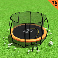 16ft Trampoline Free Ladder Spring Mat Net Safety Pad Cover Round Enclosure - Orange Kings Warehouse 