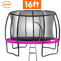 16ft Trampoline Free Ladder Spring Mat Net Safety Pad Cover Round Enclosure - Pink Kings Warehouse 
