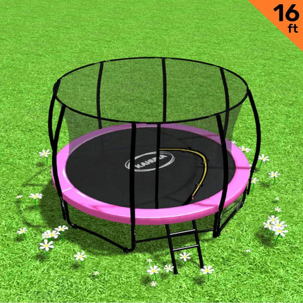 16ft Trampoline Free Ladder Spring Mat Net Safety Pad Cover Round Enclosure - Pink Kings Warehouse 