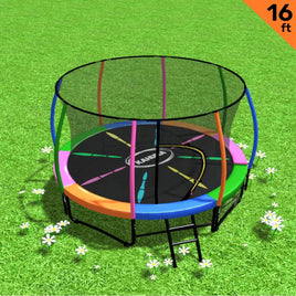 16ft Trampoline Free Ladder Spring Mat Net Safety Pad Cover Round Enclosure - Rainbow Kings Warehouse 
