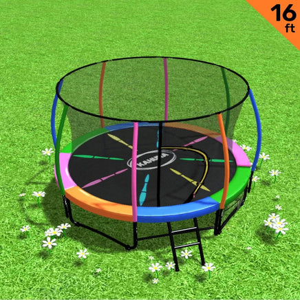 16ft Trampoline Free Ladder Spring Mat Net Safety Pad Cover Round Enclosure - Rainbow Kings Warehouse 
