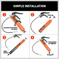 18'' Manual Pistol Grip Grease Gun Flow Pressure 4500PSI Flexi Hose & Coupler Kings Warehouse 