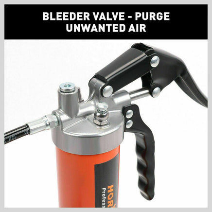 18'' Manual Pistol Grip Grease Gun Flow Pressure 4500PSI Flexi Hose & Coupler Kings Warehouse 