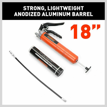 18'' Manual Pistol Grip Grease Gun Flow Pressure 4500PSI Flexi Hose & Coupler Kings Warehouse 