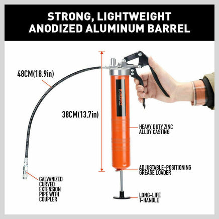 18'' Manual Pistol Grip Grease Gun Flow Pressure 4500PSI Flexi Hose & Coupler Kings Warehouse 