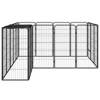 18-Panel Dog Playpen Black 50x100 cm Powder-coated Steel Kings Warehouse 
