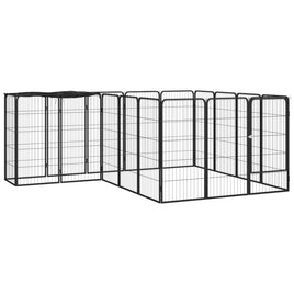 18-Panel Dog Playpen Black 50x100 cm Powder-coated Steel Kings Warehouse 