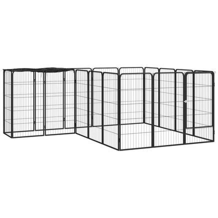 18-Panel Dog Playpen Black 50x100 cm Powder-coated Steel Kings Warehouse 