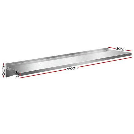 1800mm Stainless Steel Wall Shelf Kitchen Shelves Rack Mounted Display Shelving Kings Warehouse 