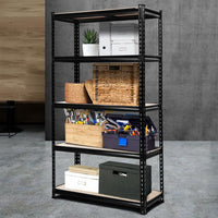 1.8M 5-Shelves Steel Warehouse Shelving Racking Garage Storage Rack Black Kings Warehouse 