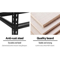 1.8M 5-Shelves Steel Warehouse Shelving Racking Garage Storage Rack Black Kings Warehouse 