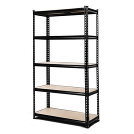 1.8M 5-Shelves Steel Warehouse Shelving Racking Garage Storage Rack Black Kings Warehouse 
