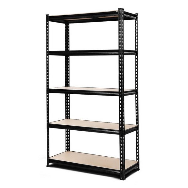 King's Rack 5-Tier Metal Boltless Storage Shelving in Black and Wooden