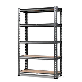 1.8M 5-Shelves Steel Warehouse Shelving Racking Garage Storage Rack Grey Kings Warehouse