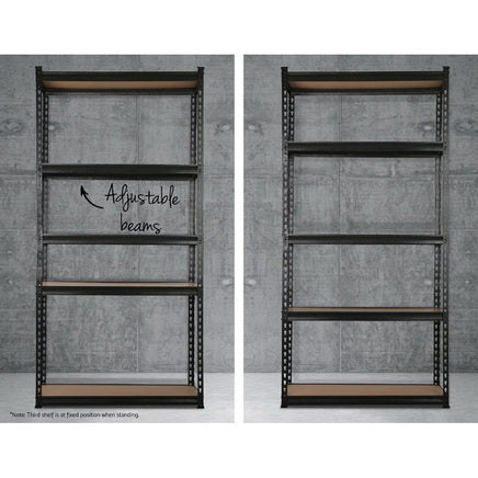 1.8M 5-Shelves Steel Warehouse Shelving Racking Garage Storage Rack Grey Kings Warehouse 