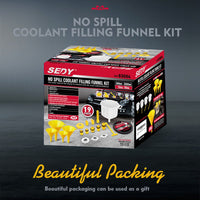 19-Piece No-Spill Radiator Coolant Refilling Funnel Kit Spill Proof Radiator Bleeder Kit with Universal Adaptor Kings Warehouse 