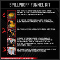 19-Piece No-Spill Radiator Coolant Refilling Funnel Kit Spill Proof Radiator Bleeder Kit with Universal Adaptor Kings Warehouse 