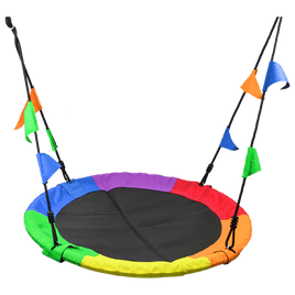 1m Tree Swing in Multi-Color Rainbow Kids Indoor/Outdoor Round Mat Saucer Swing Kings Warehouse 