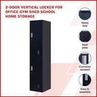 2-Door Vertical Locker for Office Gym Shed School Home Storage Kings Warehouse 