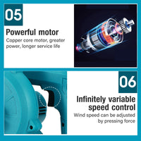 2-in-1 Cordless Electric Leaf Blower w/ 1 Battery Dust Remove Vacuum Cleaner Home Car Kings Warehouse 