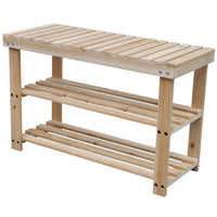 2-in-1 Shoe Rack with Bench Top 2 pcs Solid Wood Kings Warehouse 