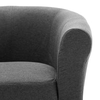 2 Piece Armchair and Stool Set Dark Grey Fabric Kings Warehouse 