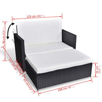 2 Piece Garden Lounge Set with Cushions Poly Rattan Black Outdoor Furniture Kings Warehouse 