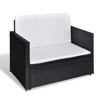 2 Piece Garden Lounge Set with Cushions Poly Rattan Black Outdoor Furniture Kings Warehouse 