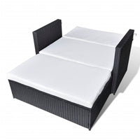 2 Piece Garden Lounge Set with Cushions Poly Rattan Black Outdoor Furniture Kings Warehouse 